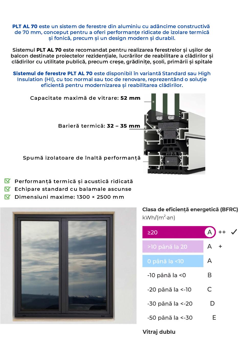 Sistem de aluminiu PLT AL 70